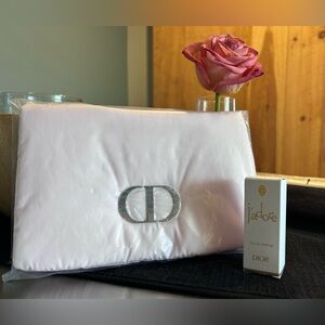 Brand new Dior GWP Puffy Light Pink Make up pouch/clutch bag w mini Jador